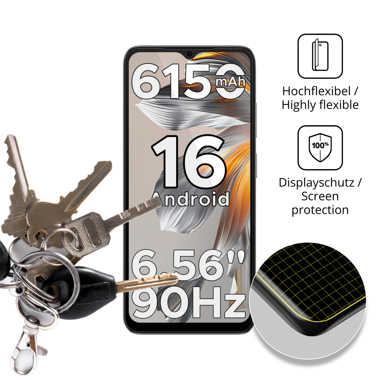 2x 3D Full Cover Schutzfolie für Doogee Note 56