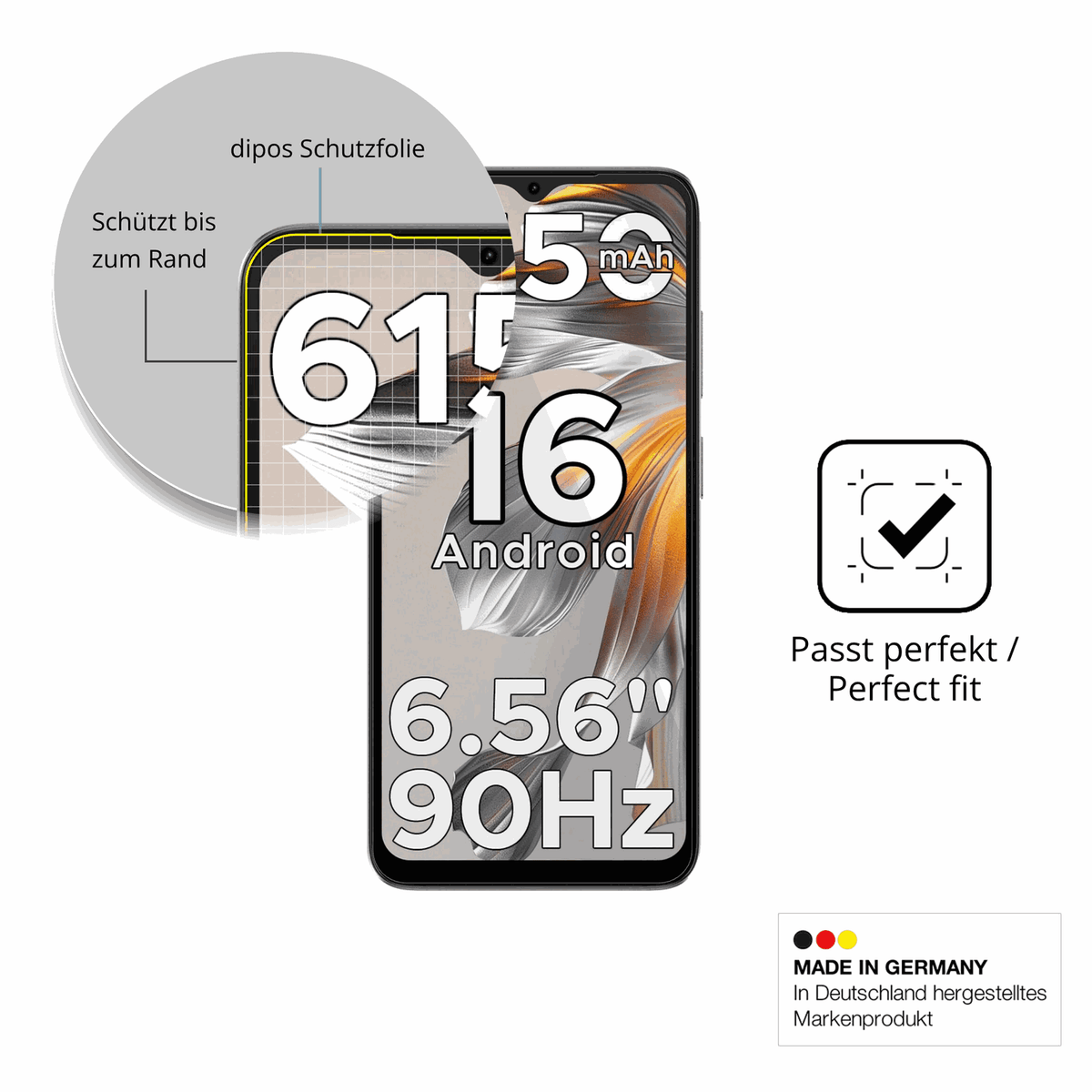 2x Screen Protector for Doogee Note 56 Protective Film covers 100% dipos Flex