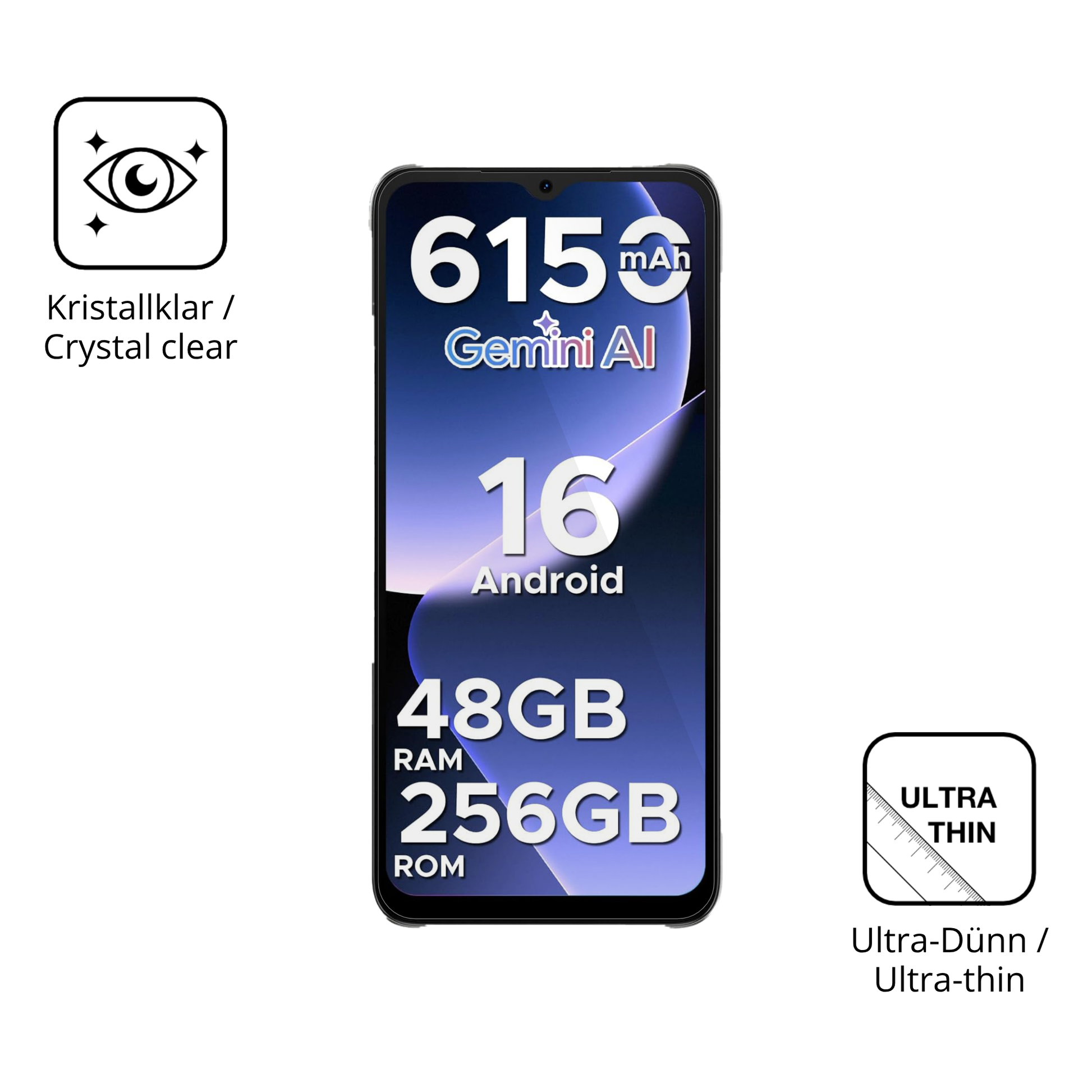 Dünne und klare Folie passend zugeschnitten für DOOGEE Note 56 Plus