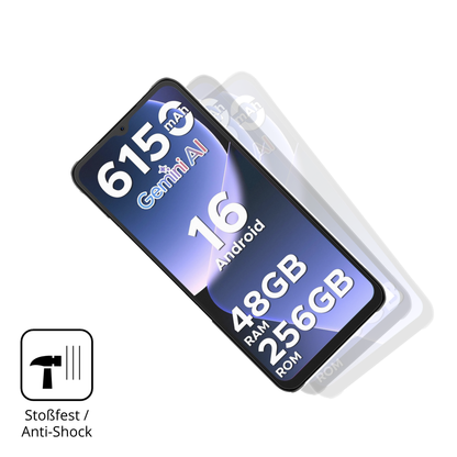 Schutz gegen Kratzer auf dem DOOGEE Note 56 Plus Glas durch Schlüssel, Stöße gegen die Tischkante oder Stürze