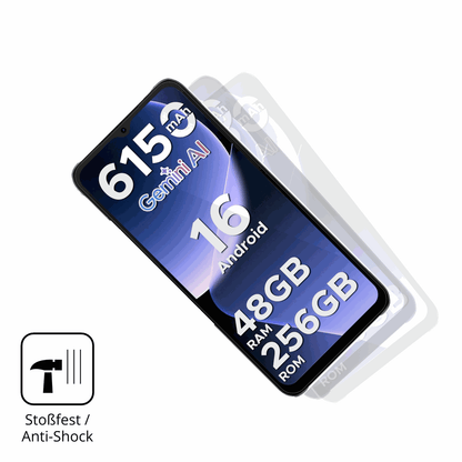 Schutz gegen Kratzer auf dem DOOGEE Note 56 Plus Glas durch Schlüssel, Stöße gegen die Tischkante oder Stürze
