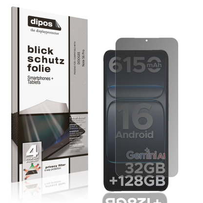 Blickschutzfolie von dipos passend für DOOGEE Note 56 Pro, präziser Zuschnitt und blasenfrei montiert