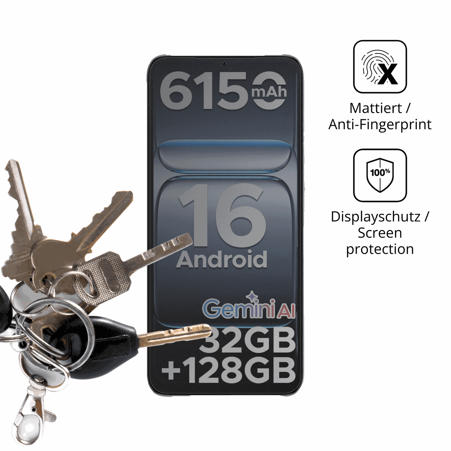 dipos Displayschutz für DOOGEE Note 56 Pro, mattierte Oberfläche, Blickschutzfilter und perfekter Passform