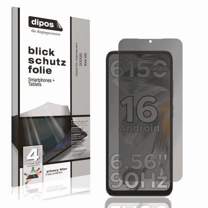 Blickschutzfolie von dipos passend für DOOGEE Note 56X, präziser Zuschnitt und blasenfrei montiert