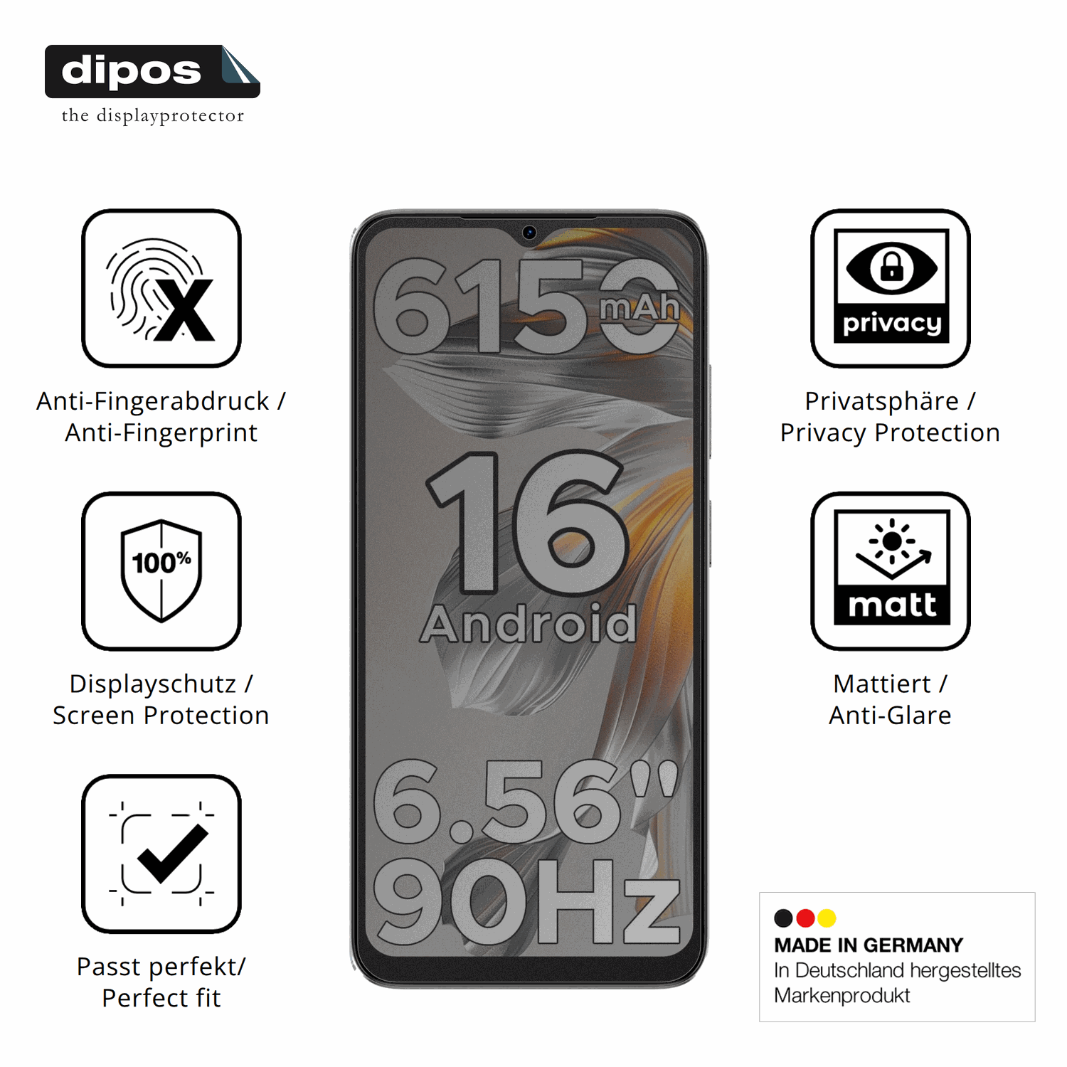 Privatsphäre-Schutz durch Sichtschutz-Folie passend zugeschnitten für DOOGEE Note 56X