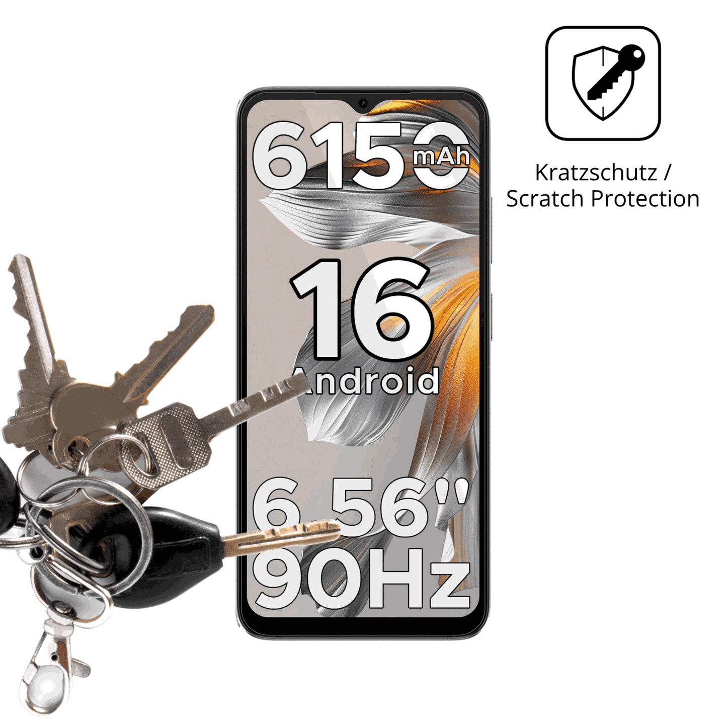 Schutz gegen Kratzer auf dem DOOGEE Note 56X Glas durch Schlüssel oder Ähnliches