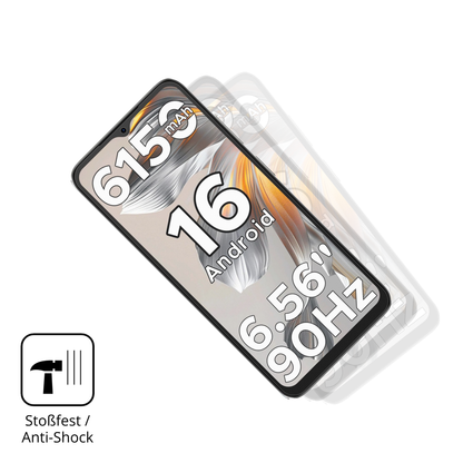 Schutz gegen Kratzer auf dem DOOGEE Note 56X Glas durch Schlüssel, Stöße gegen die Tischkante oder Stürze