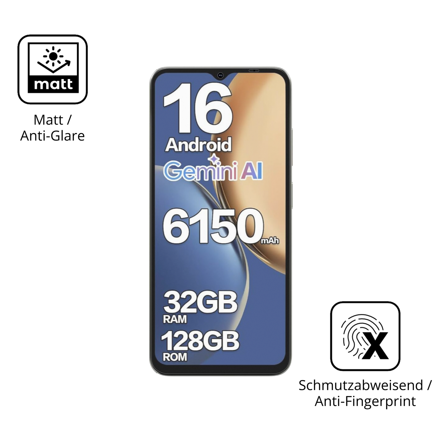 Dünne und entspiegelnde Folie passend zugeschnitten für Doogee Note 56X Pro