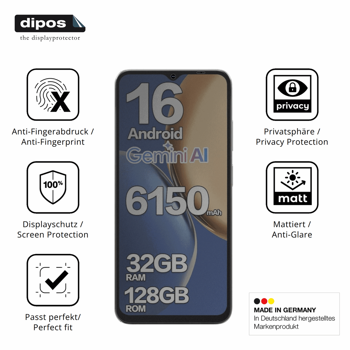 Privatsphäre-Schutz durch Sichtschutz-Folie passend zugeschnitten für Doogee Note 56X Pro