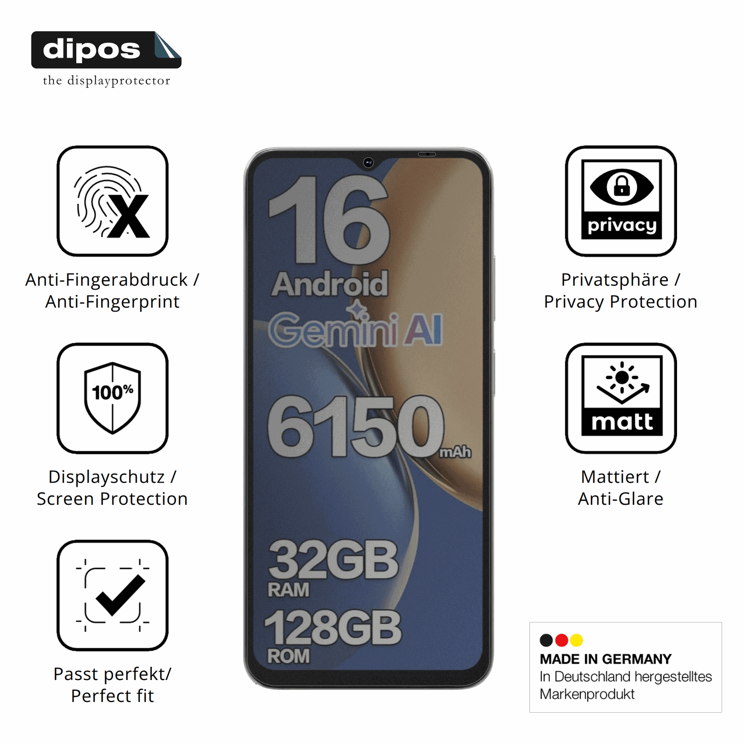 Privatsphäre-Schutz durch Sichtschutz-Folie passend zugeschnitten für Doogee Note 56X Pro