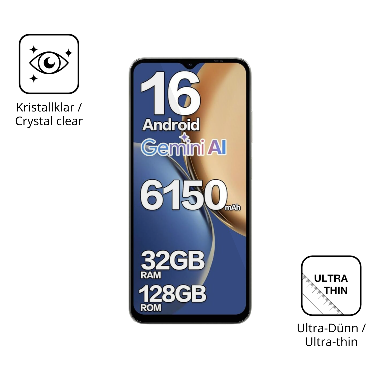 Dünne und klare Folie passend zugeschnitten für Doogee Note 56X Pro