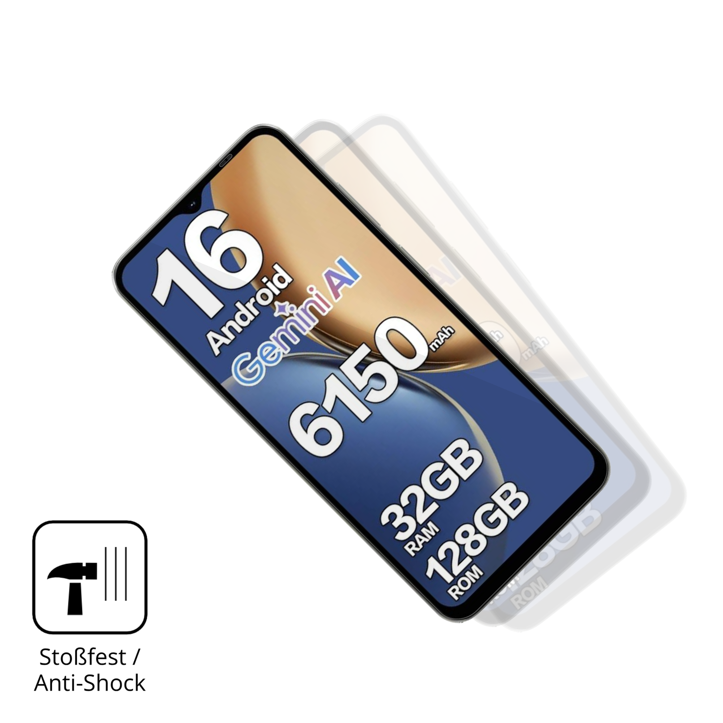Schutz gegen Kratzer auf dem Doogee Note 56X Pro Glas durch Schlüssel, Stöße gegen die Tischkante oder Stürze