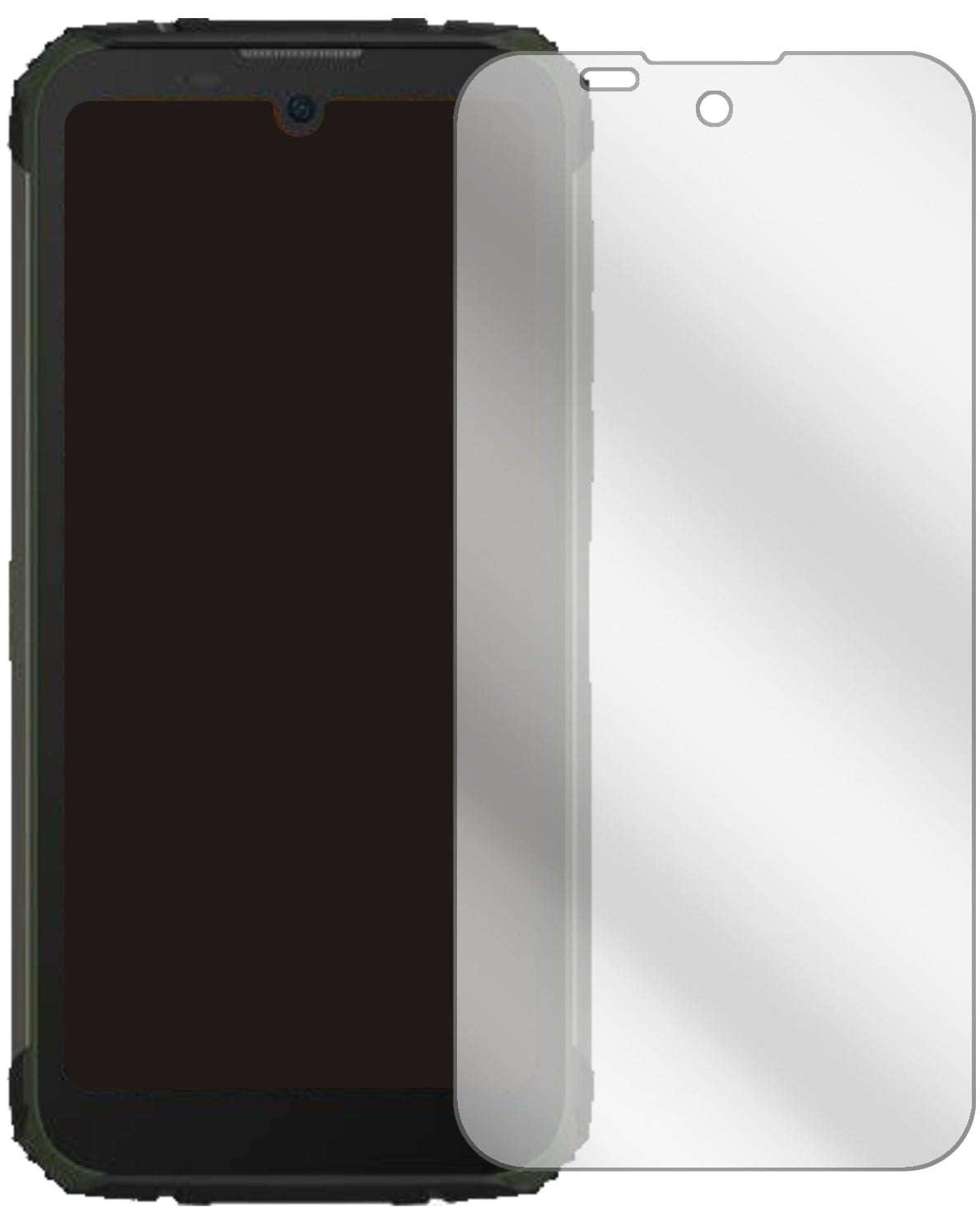 DoogeeS59 mit aufgebrachter dipos Displayschutzfolie, glasklare Darstellung ohne Einschränkungen