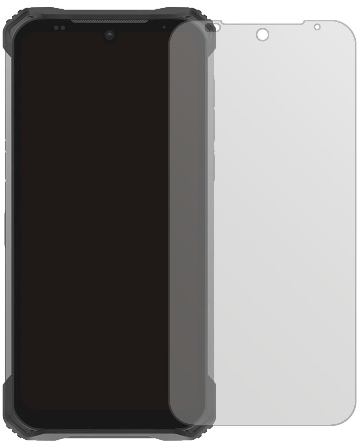DoogeeS86 Pro mit aufgebrachter dipos Displayschutzfolie, die lästige Fingerabdrücke minimiert