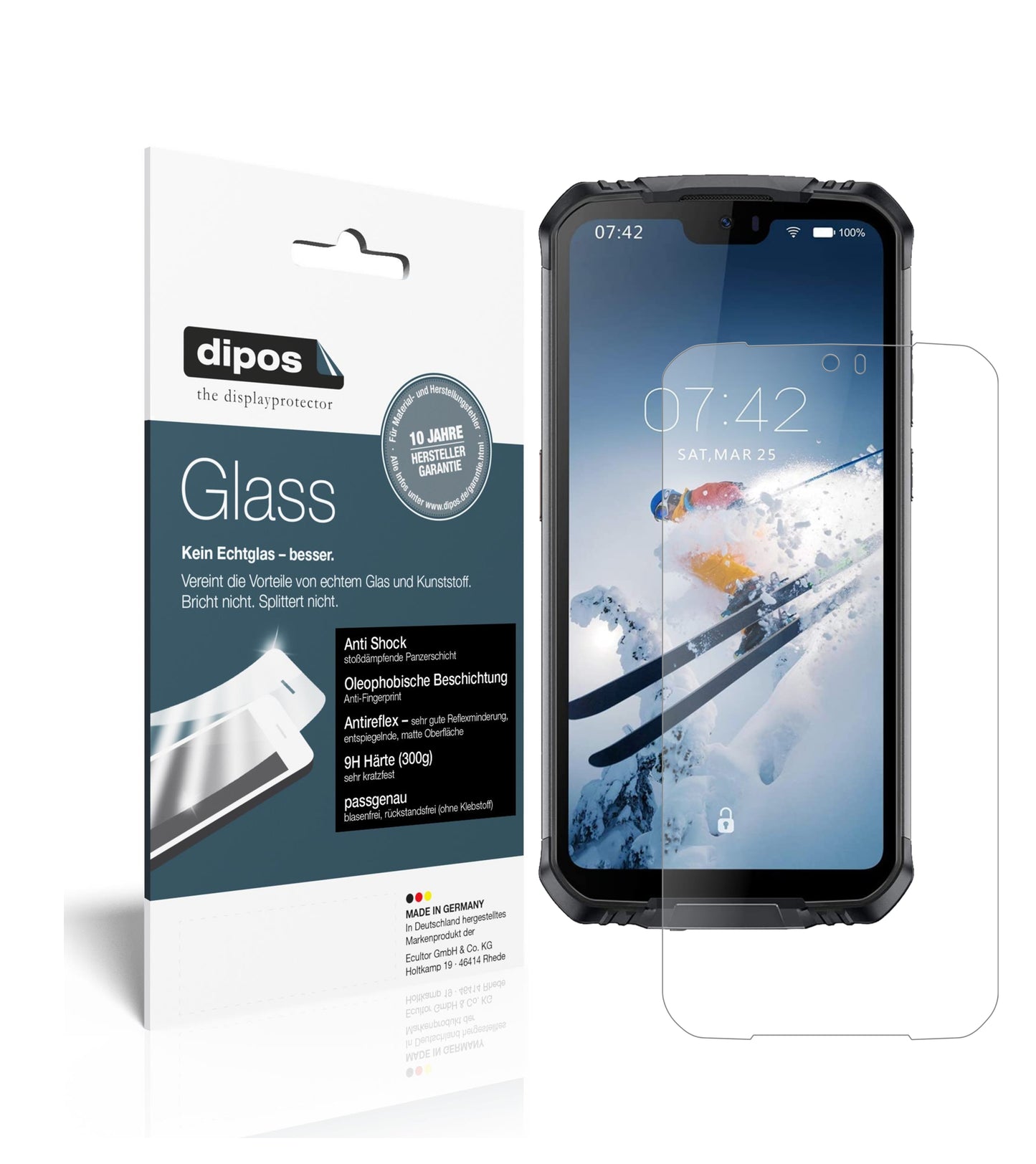 Matte Displayschutzfolie von dipos passend für Doogee S88 Pro, 9H kratzfest und blasenfrei montiert