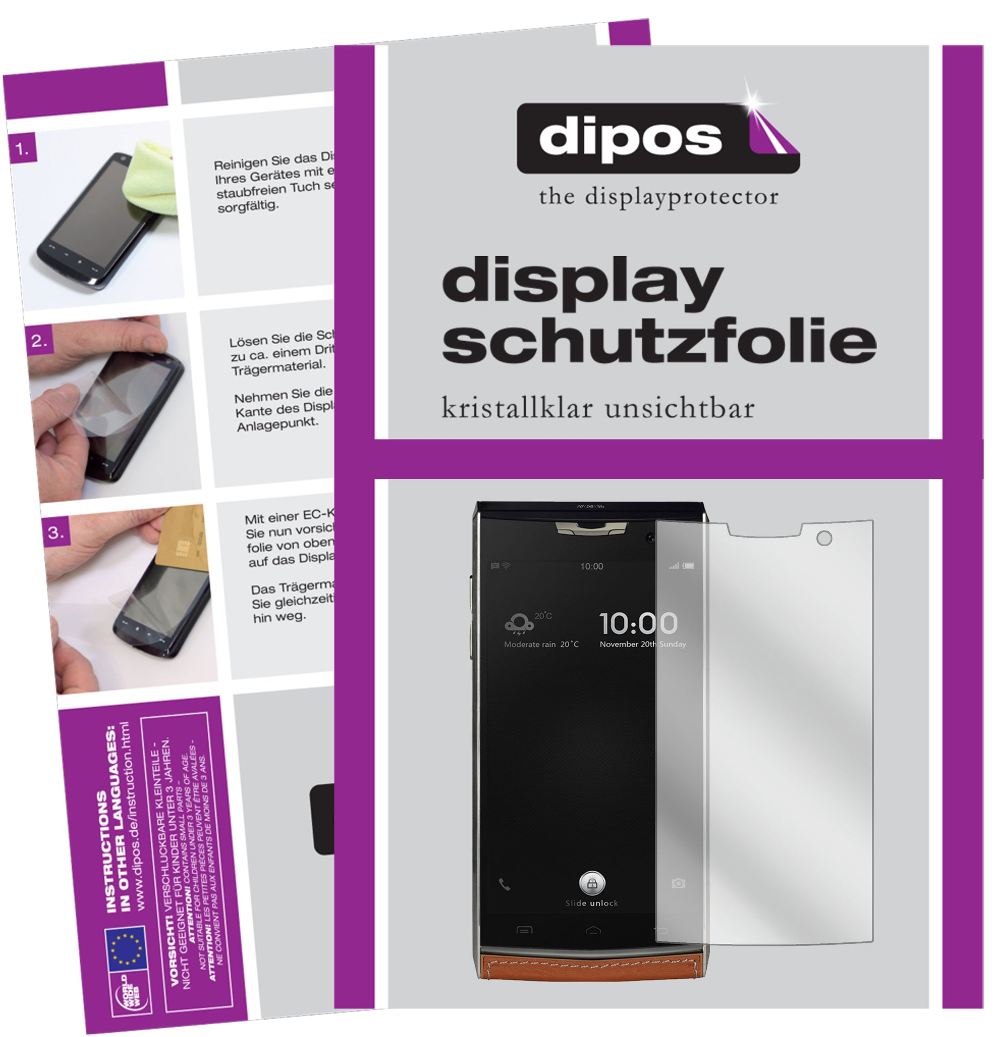 Kristallklare, dünne Schutzfolie: Kratzfest & passgenau für Doogee-T3
