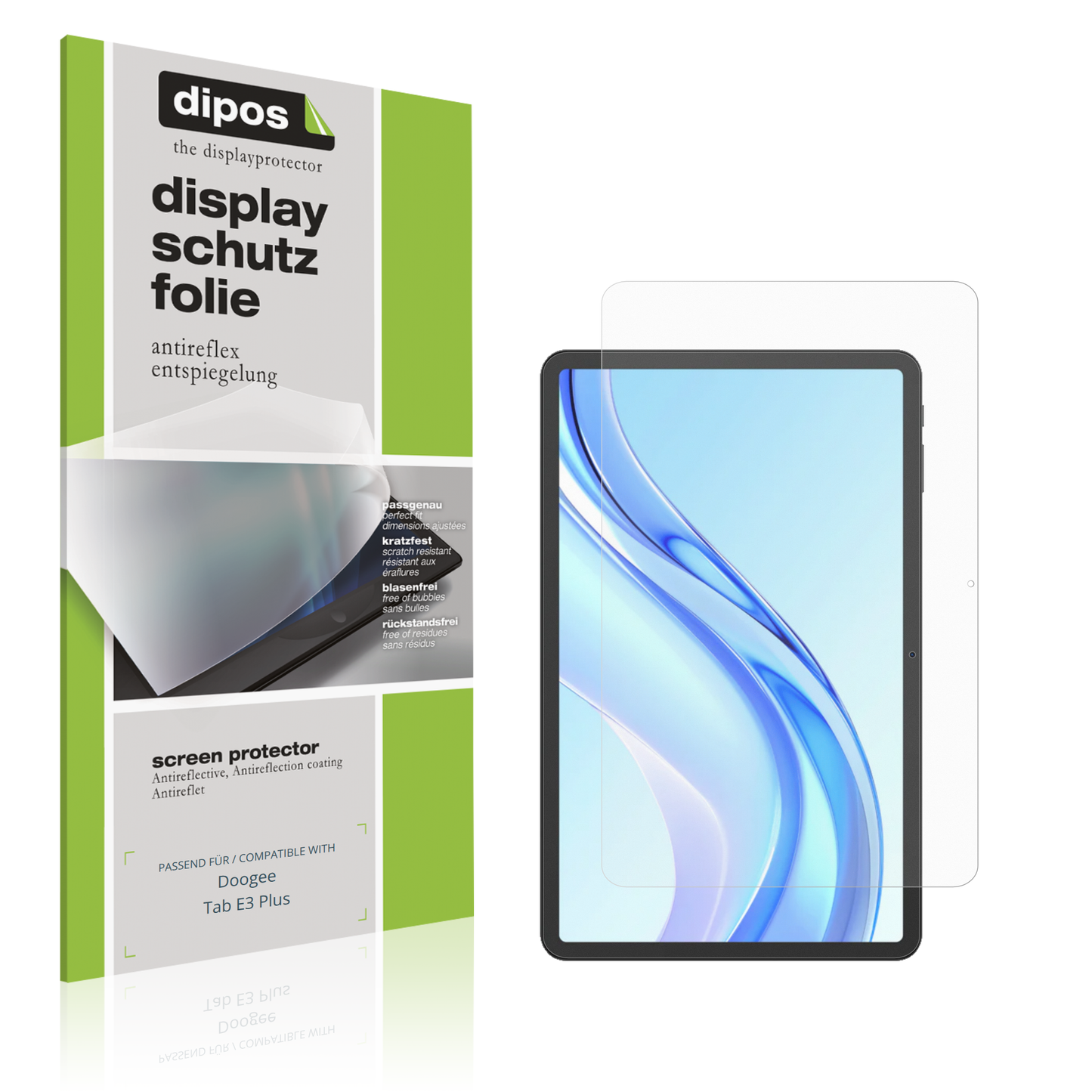 Matte Displayschutzfolie von dipos passend für Doogee Tab E3 Plus, präziser Zuschnitt und blasenfrei montiert