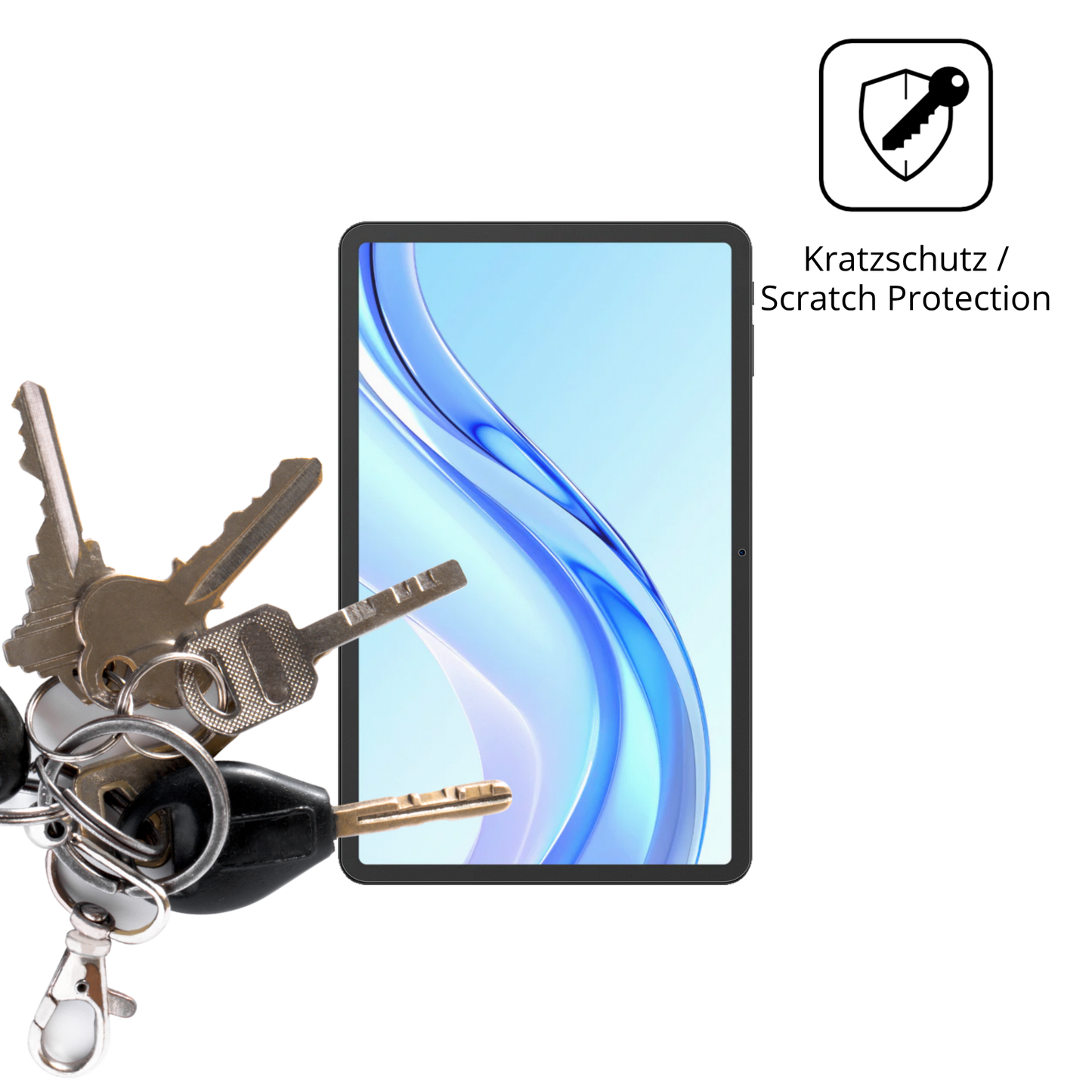 Schutz gegen Kratzer auf dem Doogee Tab E3 Plus Glas durch Schlüssel oder Ähnliches