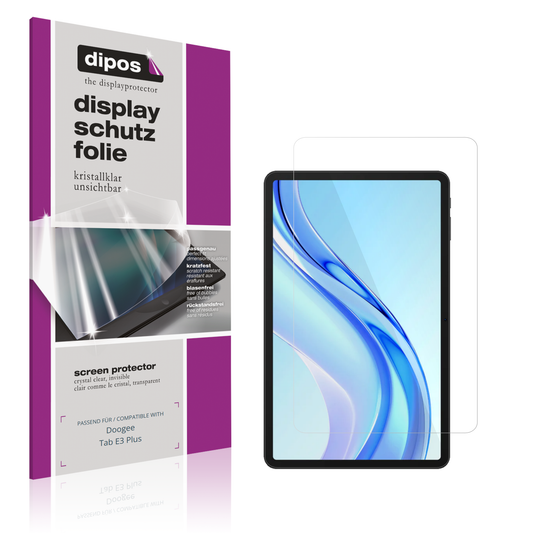 Klare Displayschutzfolie von dipos passend für Doogee Tab E3 Plus, präziser Zuschnitt und blasenfrei montiert