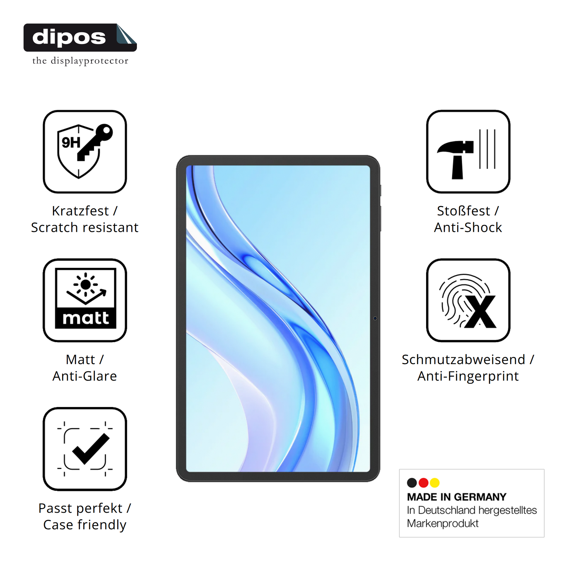 Displayschutz hergestellt in Deutschland, höchste Qualität made in Germany