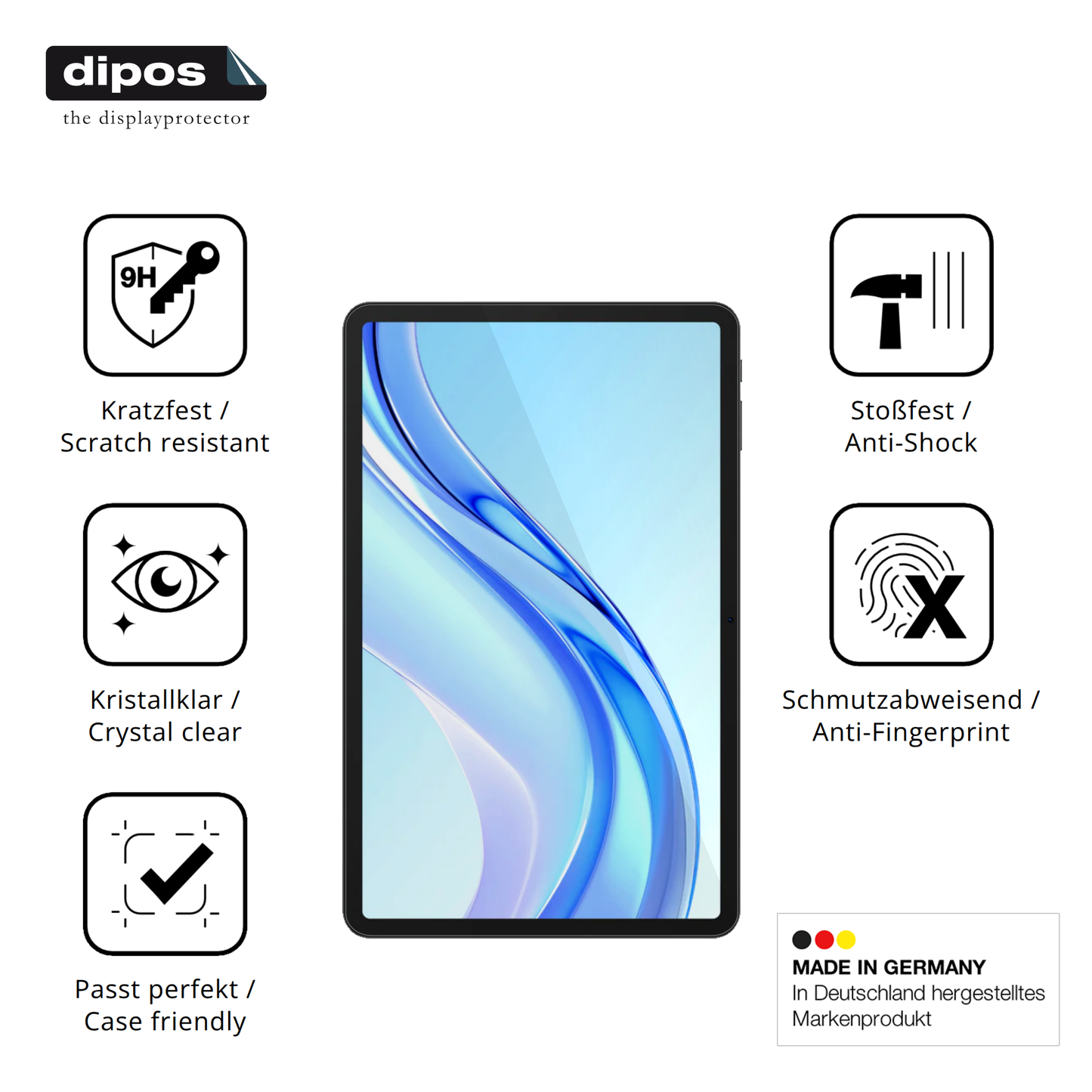 Displayschutz hergestellt in Deutschland, höchste Qualität made in Germany