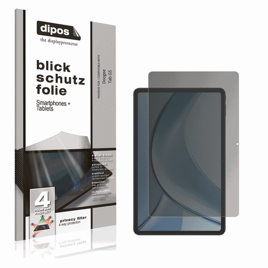 Blickschutzfolie von dipos passend für Doogee Tab G5, präziser Zuschnitt und blasenfrei montiert