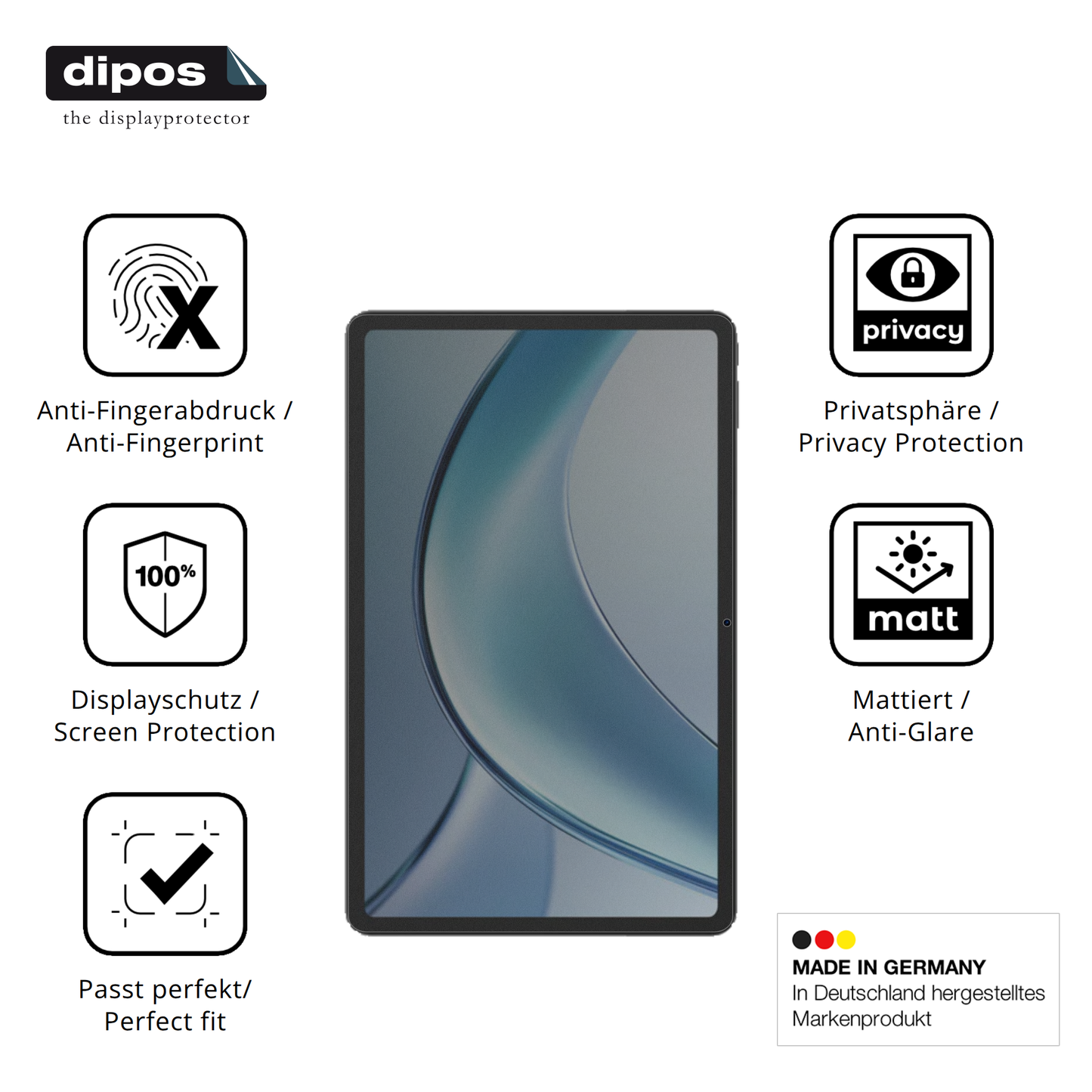 Privatsphäre-Schutz durch Sichtschutz-Folie passend zugeschnitten für Doogee Tab G5