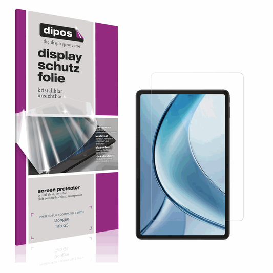 Klare Displayschutzfolie von dipos passend für Doogee Tab G5, präziser Zuschnitt und blasenfrei montiert