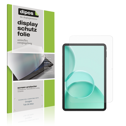 Matte Displayschutzfolie von dipos passend für doogeetab g6 max, präziser Zuschnitt und blasenfrei montiert