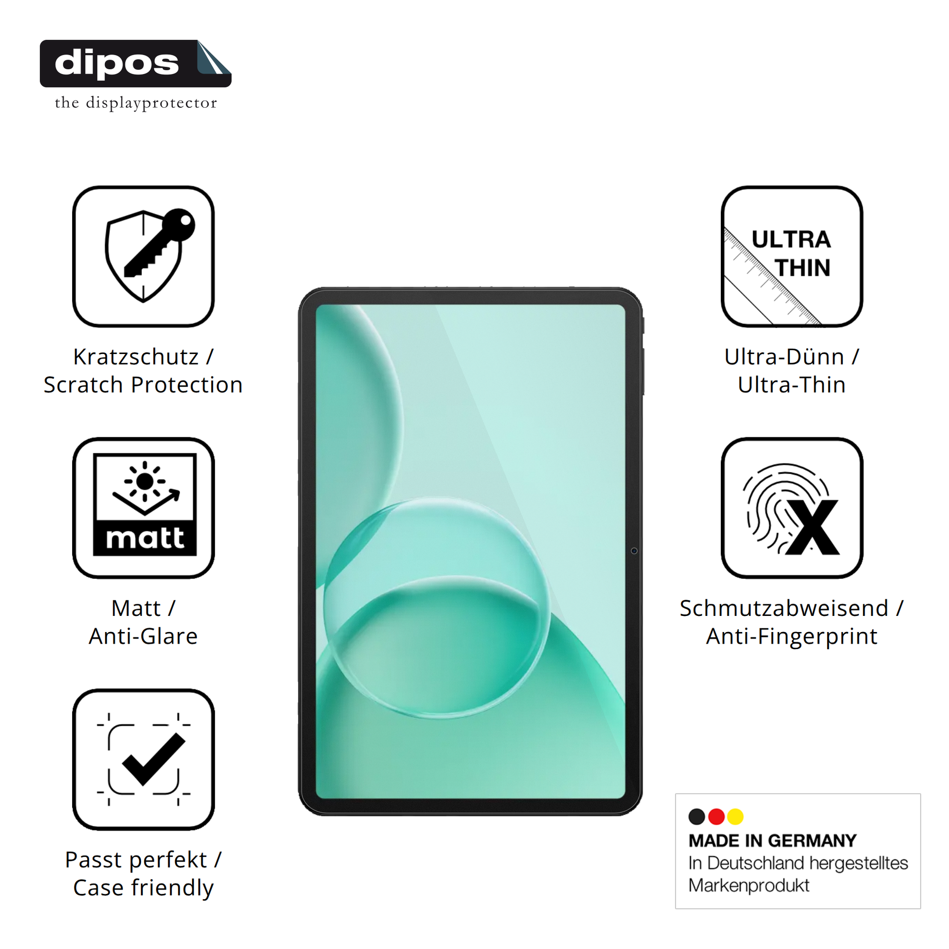 Displayschutz hergestellt in Deutschland, höchste Qualität made in Germany