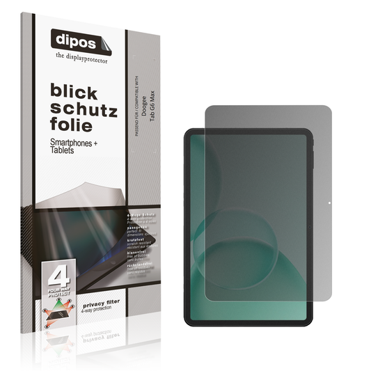 Blickschutzfolie von dipos passend für doogeetab g6 max, präziser Zuschnitt und blasenfrei montiert