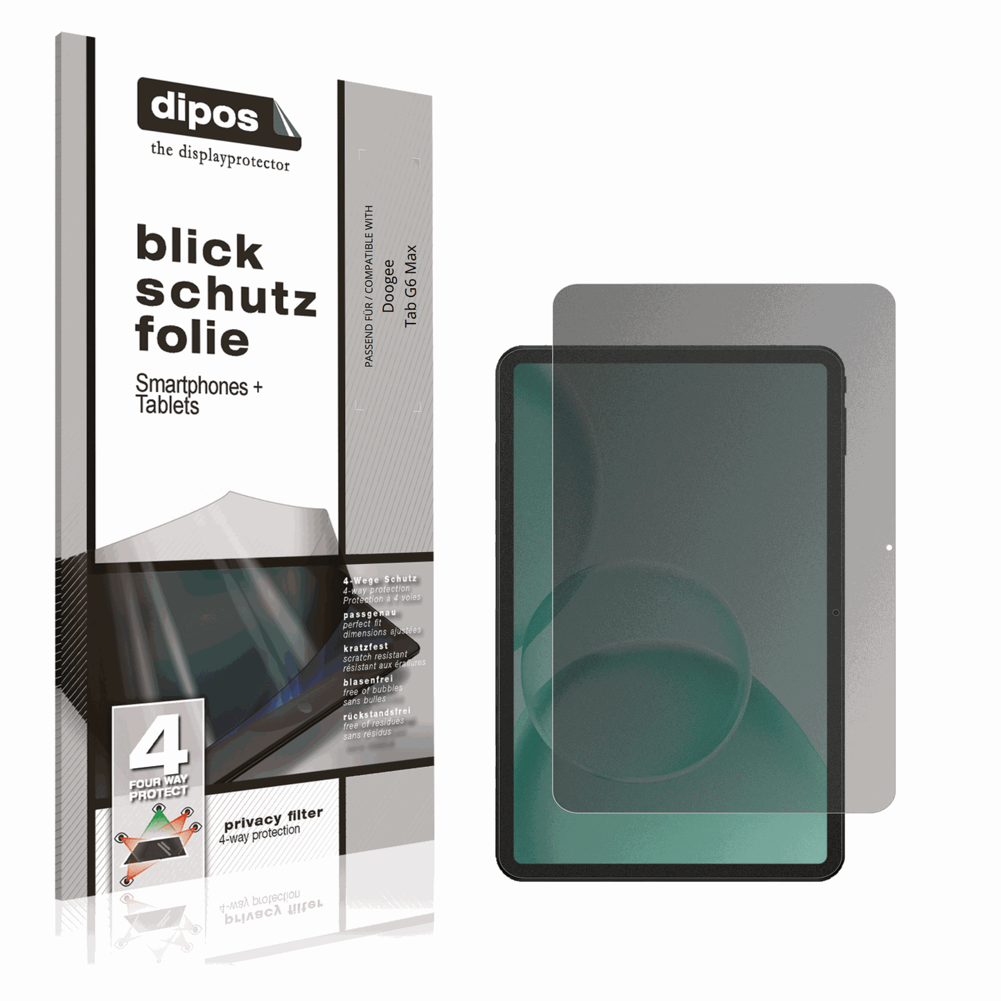 Blickschutzfolie für DOOGEE TAB G6+ matt Schutzfolie Privacy
