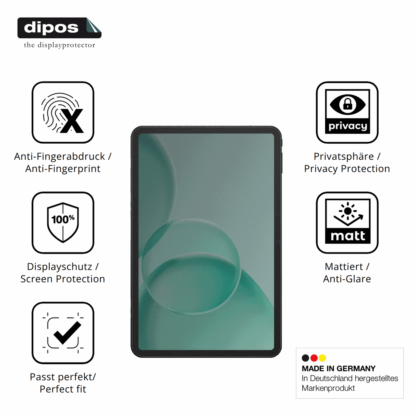 Blickschutzfolie für DOOGEE TAB G6+ matt Schutzfolie Privacy