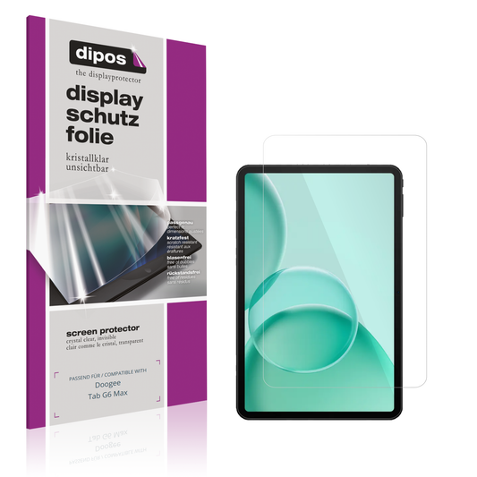Klare Displayschutzfolie von dipos passend für doogeetab g6 max, präziser Zuschnitt und blasenfrei montiert