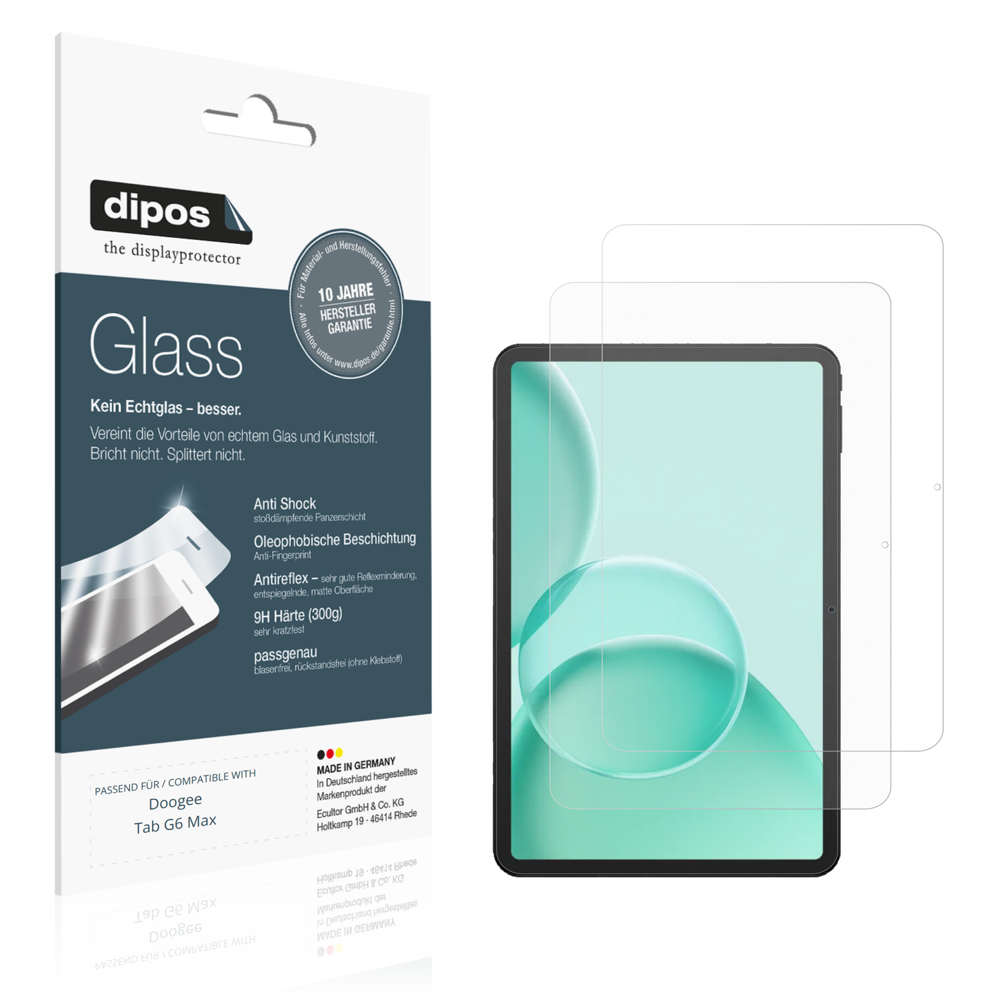 2x 9H Schutzfolie matt für DOOGEE TAB G6+ Panzerfolie
