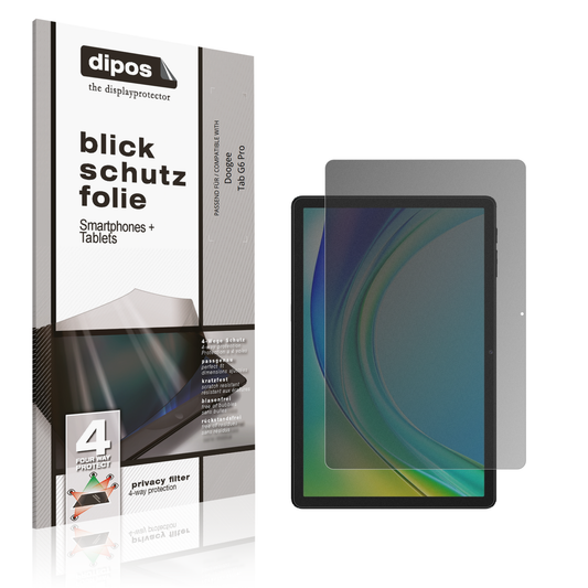 Blickschutzfolie von dipos passend für Doogee Tab G6 Pro, präziser Zuschnitt und blasenfrei montiert