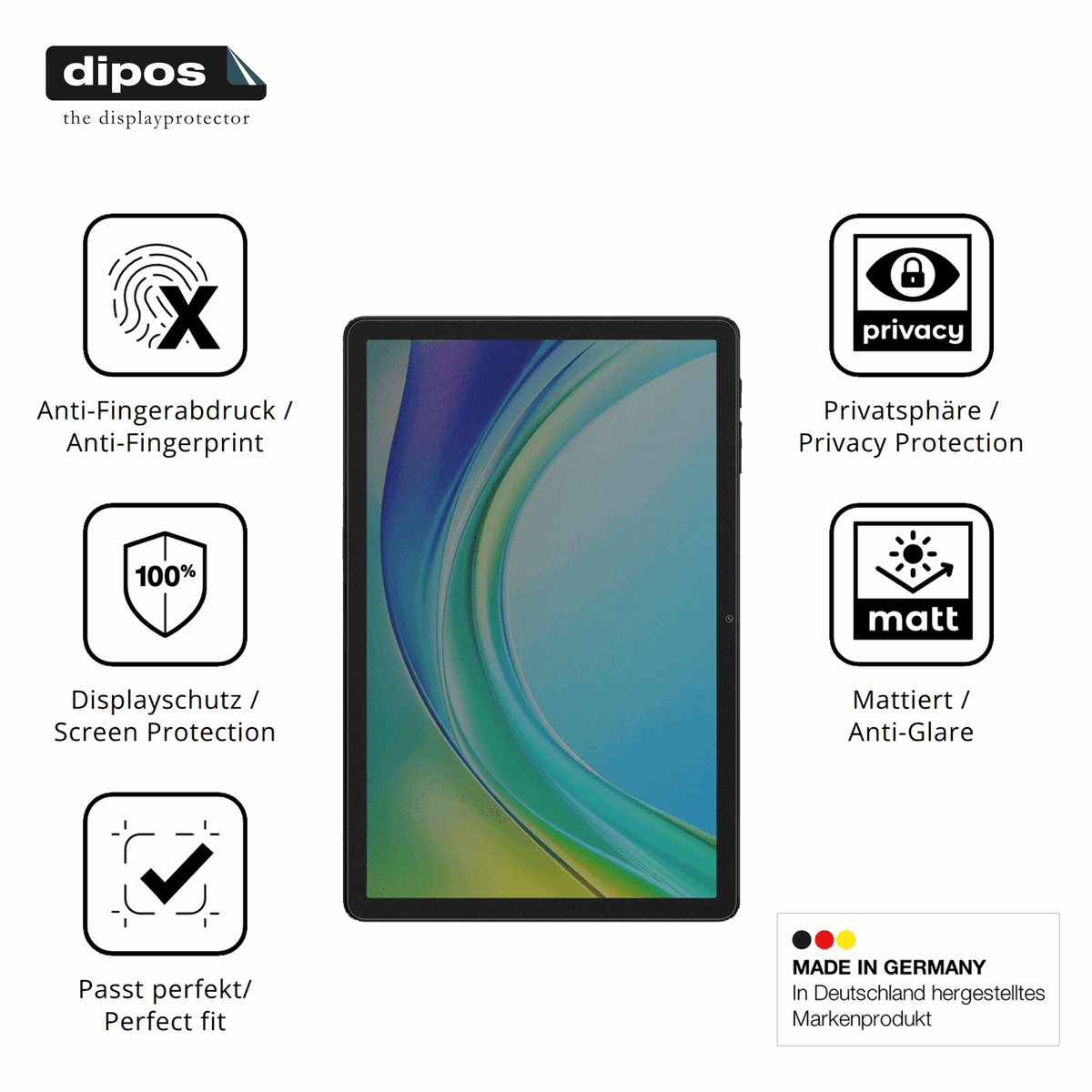 Privatsphäre-Schutz durch Sichtschutz-Folie passend zugeschnitten für Doogee Tab G6 Pro