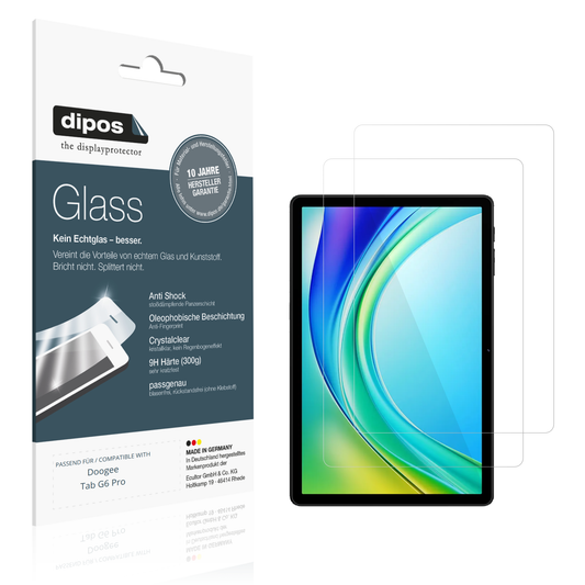 Klare Displayschutzfolie von dipos passend für Doogee Tab G6 Pro, 9H kratzfest und blasenfrei montiert