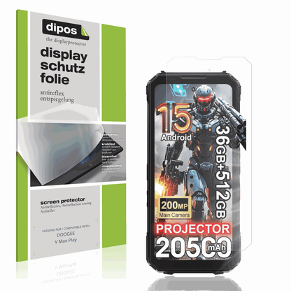Matte Displayschutzfolie von dipos passend für DOOGEE V Max Play, präziser Zuschnitt und blasenfrei montiert