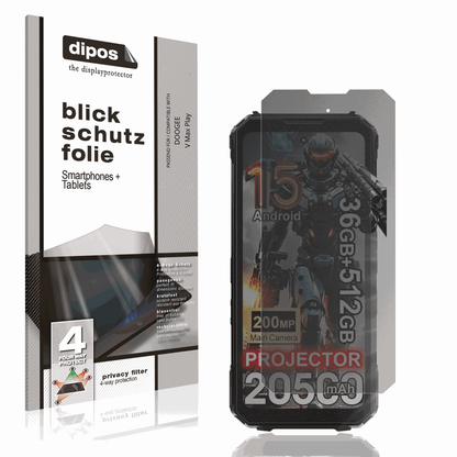 Blickschutzfolie von dipos passend für DOOGEE V Max Play, präziser Zuschnitt und blasenfrei montiert
