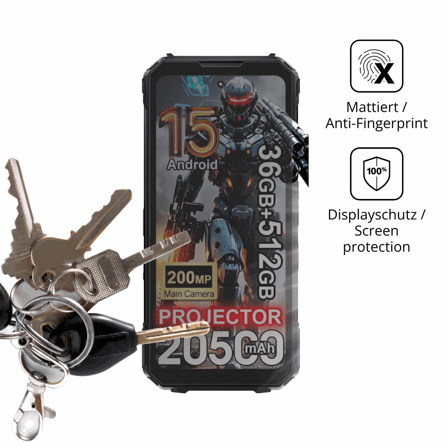 dipos Displayschutz für DOOGEE V Max Play, mattierte Oberfläche, Blickschutzfilter und perfekter Passform