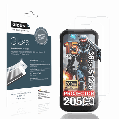 Matte Displayschutzfolie von dipos passend für DOOGEE V Max Play, 9H kratzfest und blasenfrei montiert