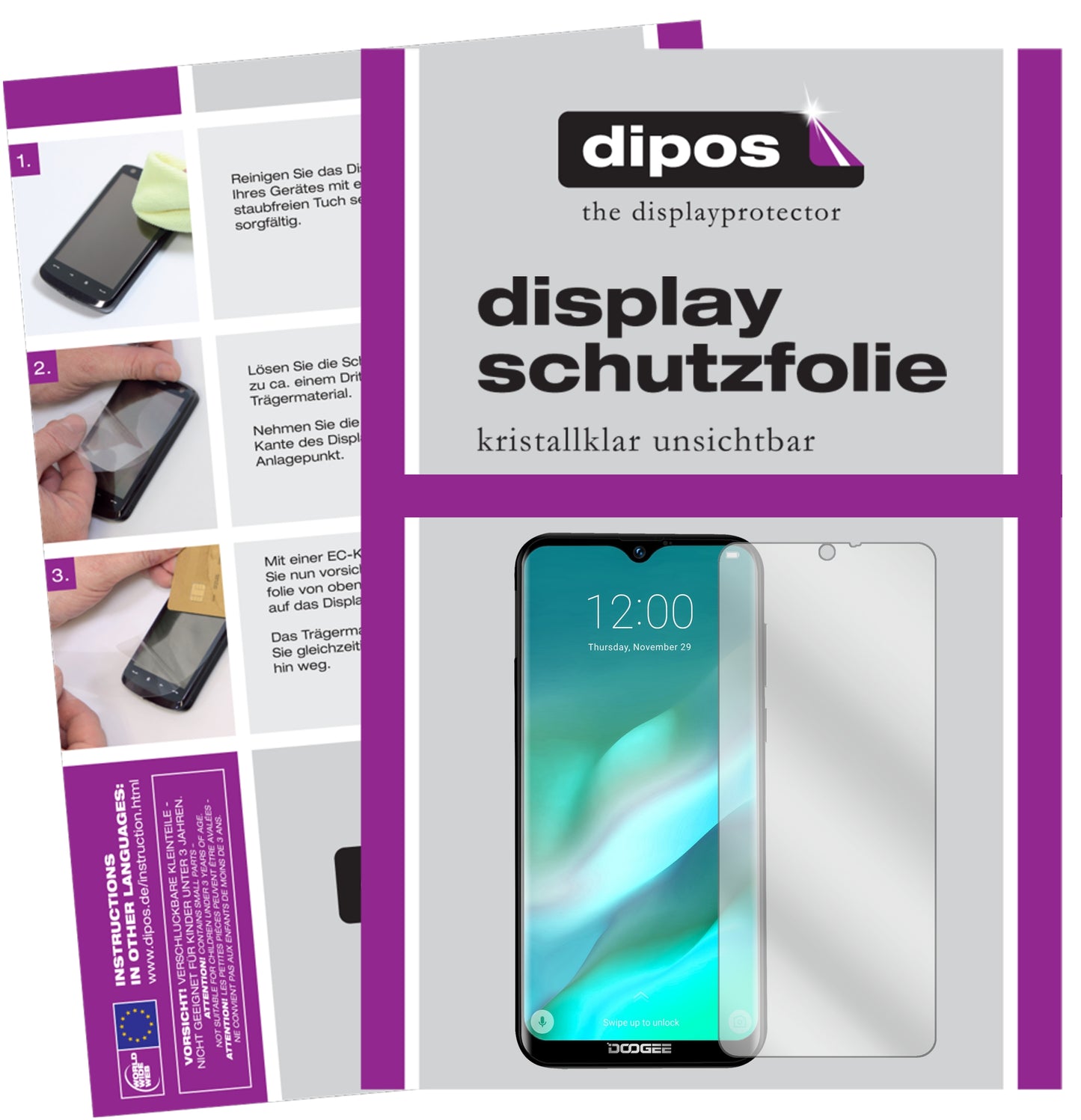 Kristallklare, dünne Schutzfolie: Kratzfest & passgenau für Doogee-X90