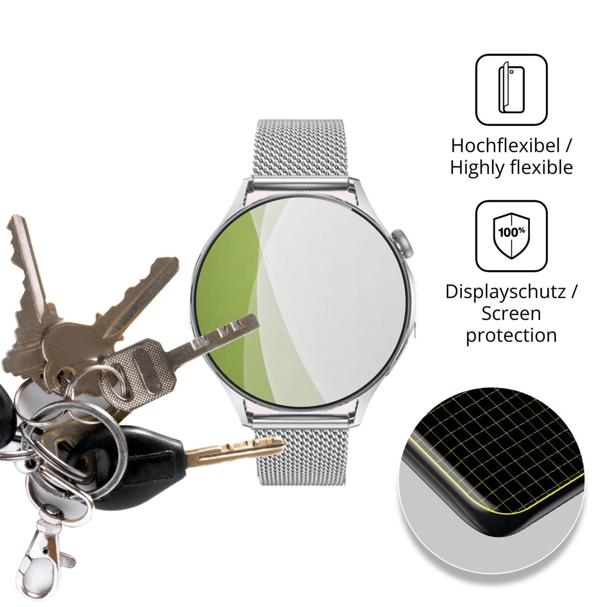 dipos Displayschutz für Doomixs MT119, transparente Oberfläche, perfekte Passform auch für die Rundungen