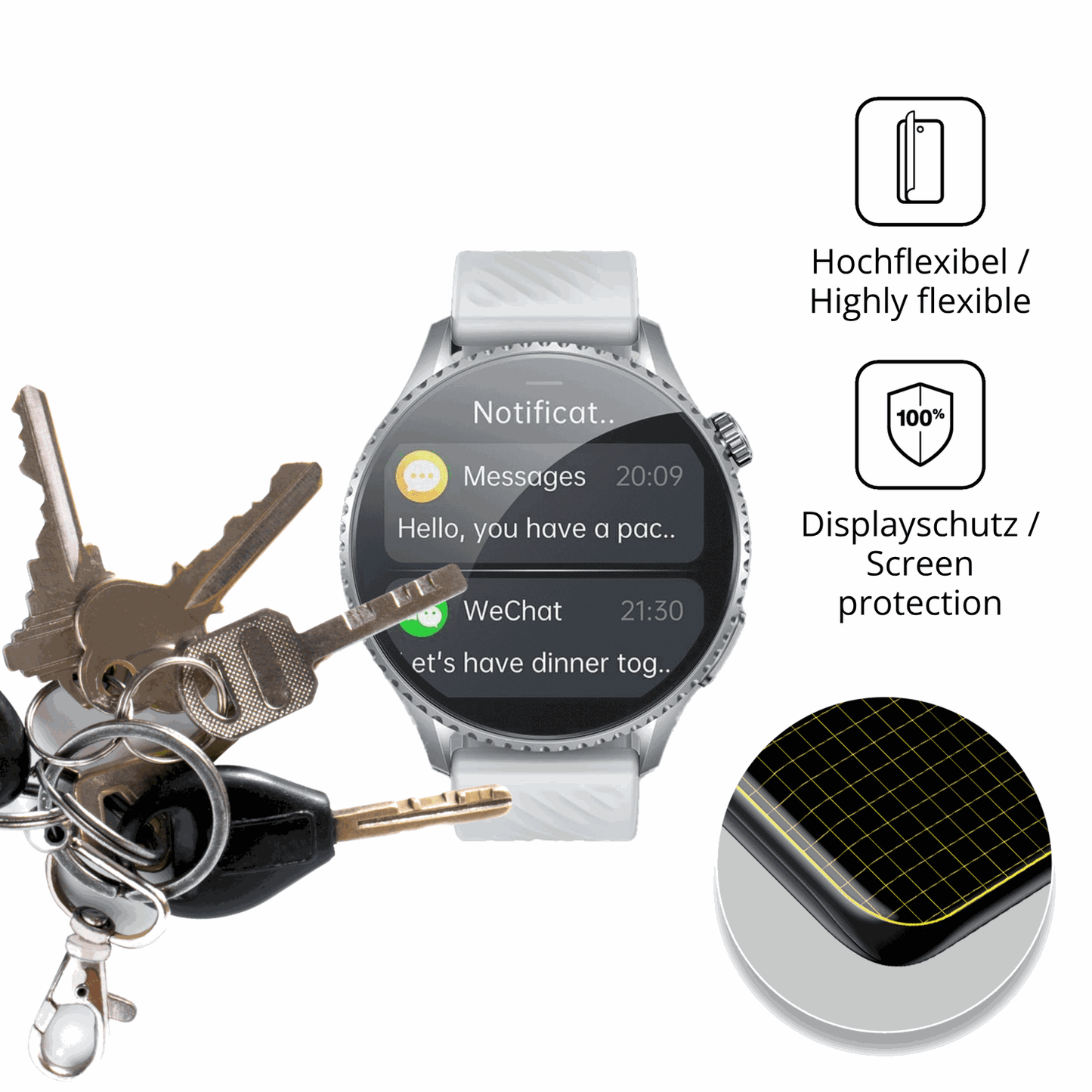 dipos Displayschutz für Doomixs MT800sl 1.56, transparente Oberfläche, perfekte Passform auch für die Rundungen