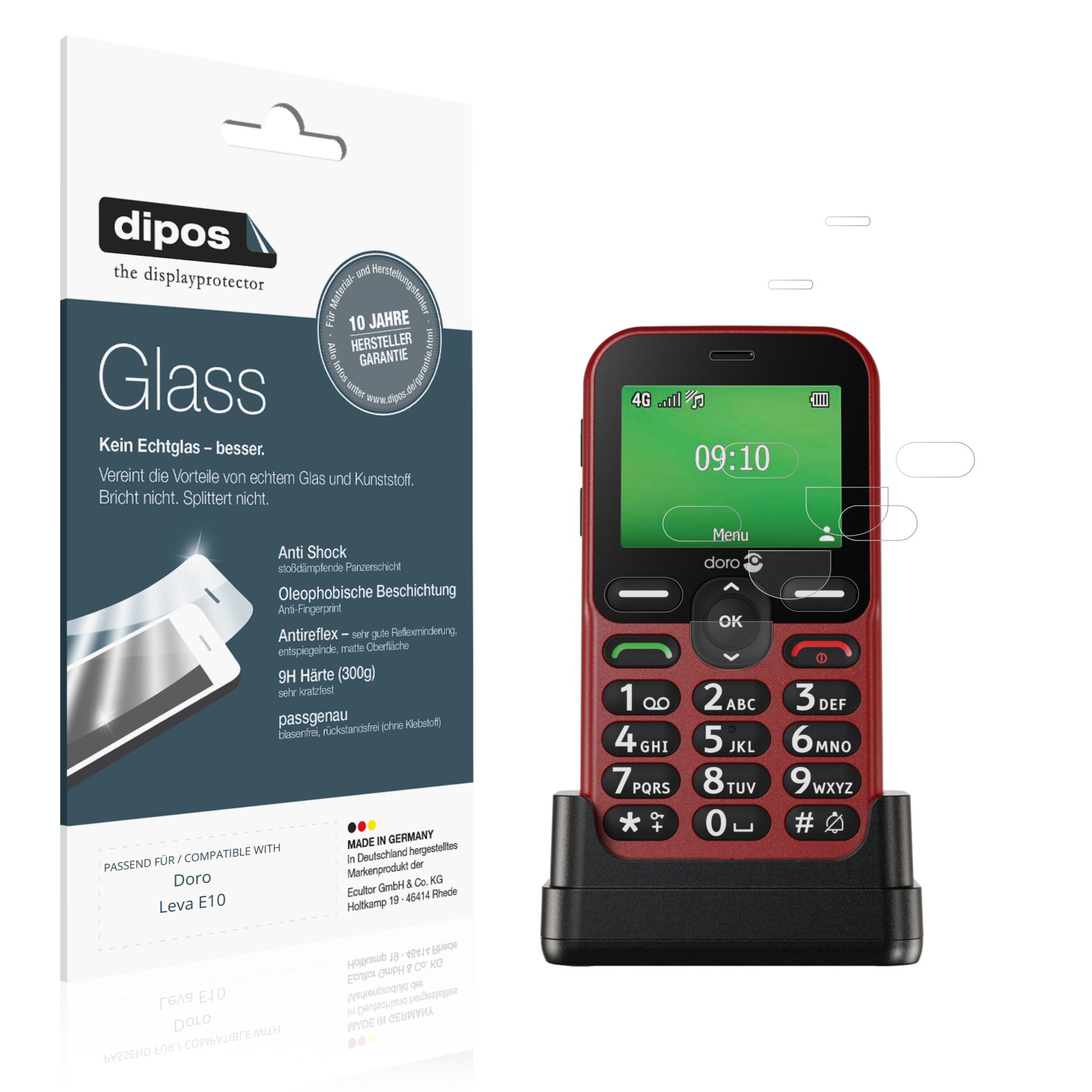 Matte Displayschutzfolie von dipos passend für Doro Leva E10, 9H kratzfest und blasenfrei montiert