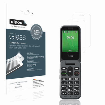 Klare Displayschutzfolie von dipos passend für Doro Leva E20, 9H kratzfest und blasenfrei montiert