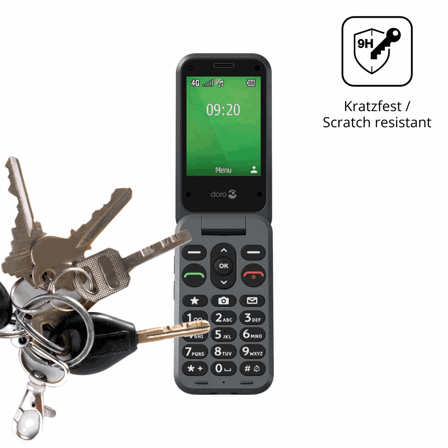 dipos Displayschutz für Doro Leva E20, transparente Oberfläche, perfekte Passform auch für die Rundungen