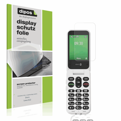 Matte Displayschutzfolie von dipos passend für Doro Leva E22, präziser Zuschnitt und blasenfrei montiert
