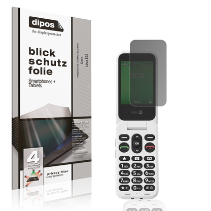 Blickschutzfolie von dipos passend für Doro Leva E22, präziser Zuschnitt und blasenfrei montiert